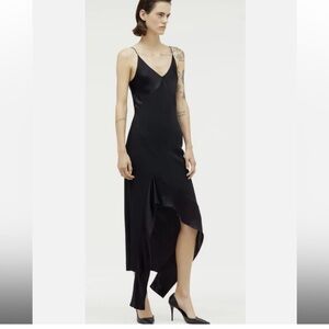 Narciso Rodriguez Black Asymmetrical Slip Dress